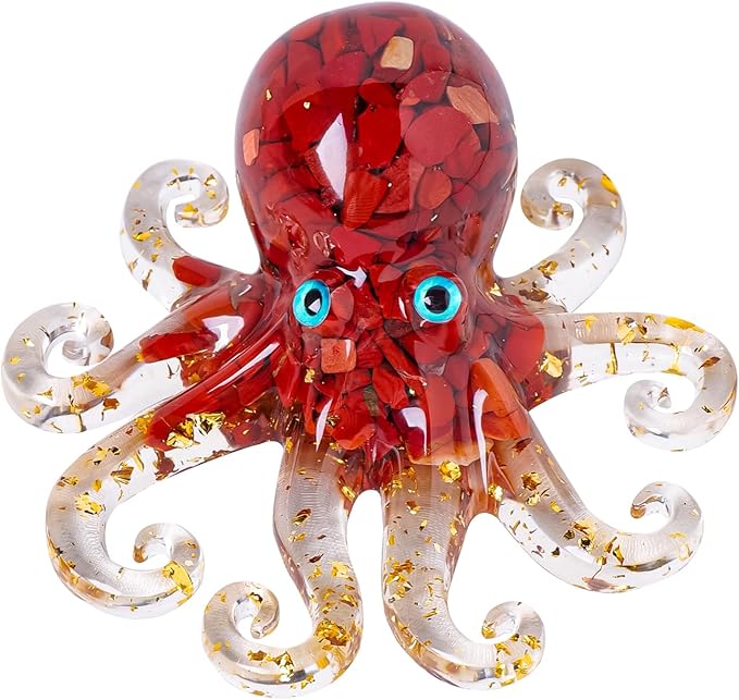 Natural Crystal Red Jasper Gravel Octopus Resin Marine Animals Fish Tank by RJINGSHICRYSTAL