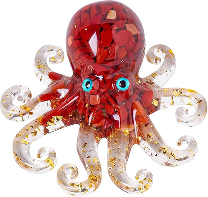 Natural Crystal Red Jasper Gravel Octopus Resin Marine Animals Fish Tank by RJINGSHICRYSTAL