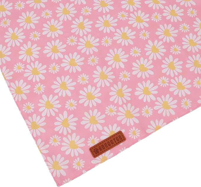 ADOGGYGO Floral Dog Bandana 2 Pack, Reversible Pink Daisy Pet Scarf Bib - Image 6