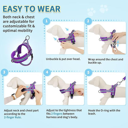 SlowTon No Pull Small Dog Harness and Leash Set, Puppy Soft Vest Harness Neck & - Image 9