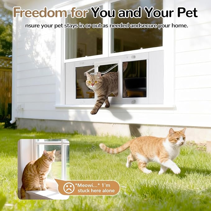 Cat Door for Window, Fits 31"-36" Width Windows, Quick-Fit Pet Door Window - Image 7