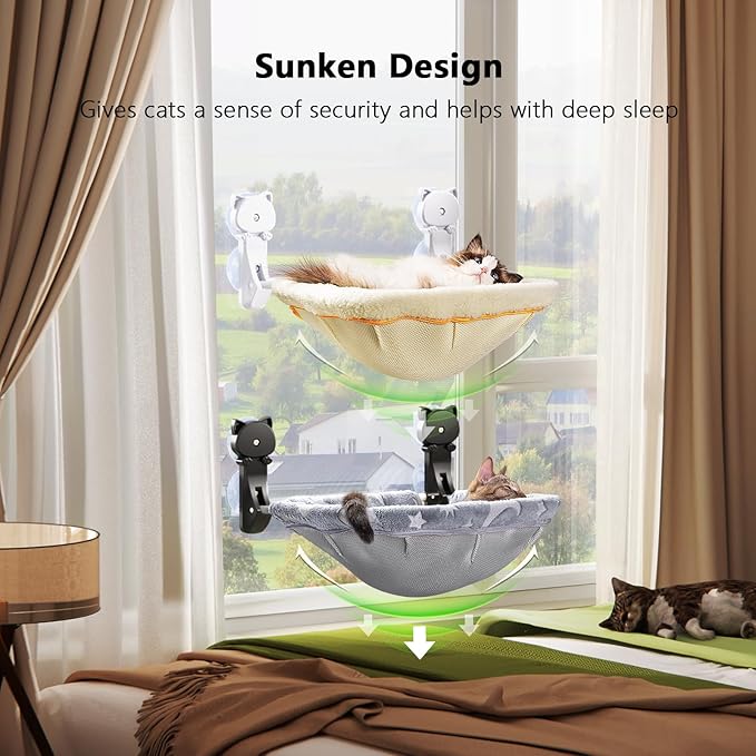 Cat Window Perch Cordless, Glow in The Dark & Stable Cat Beds- Breathable - Image 3