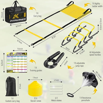 Agility Ladder, Soccer Football Training Equipment Set - 20ft Speed Ladder - Image 2