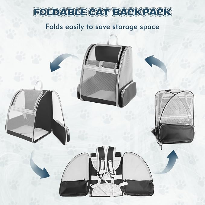 Cat Backpack Carrier, Pet Backpack Carrier Cats and Small Dogs, Collapsible - Image 8