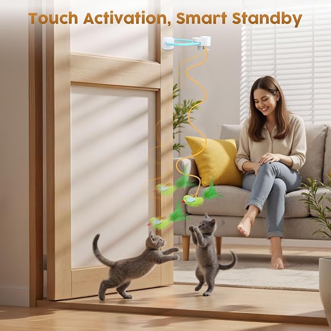 Interactive Cat Toys for Indoor Cats: Automatic Flying Bird Feather Wand Chase - Image 3
