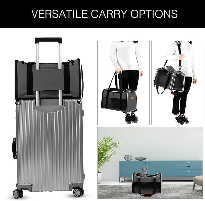 Cat Carrier - Portable Foldable Dog Pet Carrier, Soft-Sided Pet Bag up to 15 Lbs - Image 6