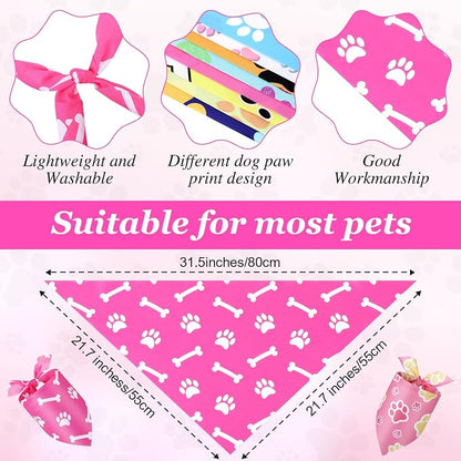 Abbylike 50 Pcs Paw Print Dog Bandanas Bulk Cute Footprint Bandanas - Image 3