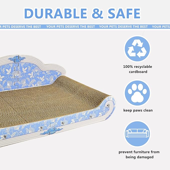 Luxury Cardboard Cat Scratcher Sofa Bed, Couch Shaped Cat Scratching Board - Image 3