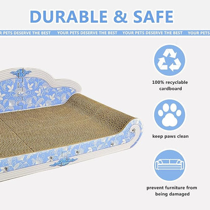 Luxury Cardboard Cat Scratcher Sofa Bed, Couch Shaped Cat Scratching Board - Image 3
