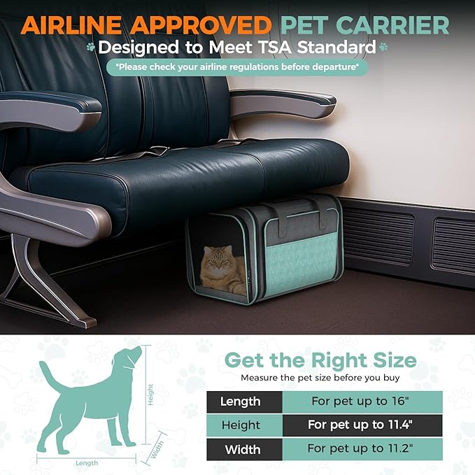 Cat Carrier for Airline Approved: Soft-Sided Cat Carrier Expandable for Small - Image 3