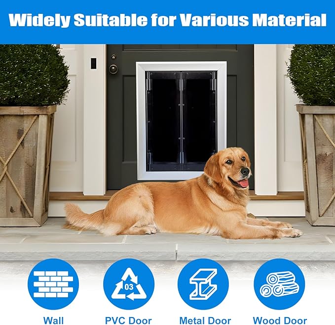 Aluminum Pet Door with Panels, Durable Dog Door with Automatic Closing Magnetic - Image 6