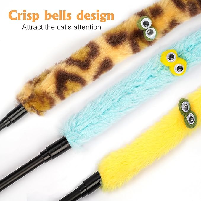 Cat Toys for Indoor Toys, Rainbow Cat Wand Toys, Feather Flips Plush Ball Cat - Image 6