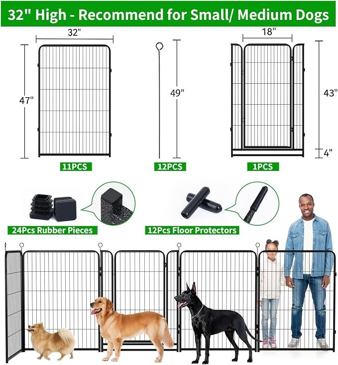Dog Playpen Outdoor Extra Wide 12 Piece Panels Heavy Duty Dog Fence 47" Height - Image 3