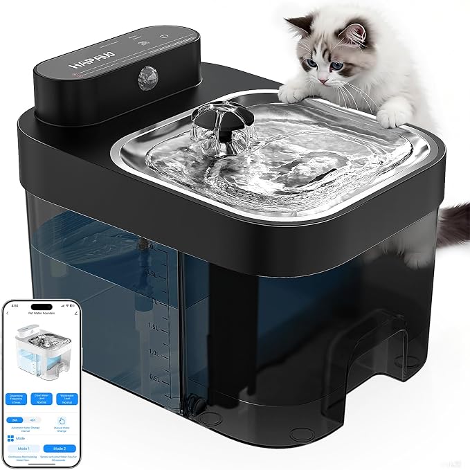 2026 Latest Cat Water Fountain, No Filter Cotton, App Monitoring Wastewater by HAPAW