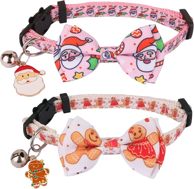 ADOGGYGO Pink Christmas Cat Collar by ADOGGYGO