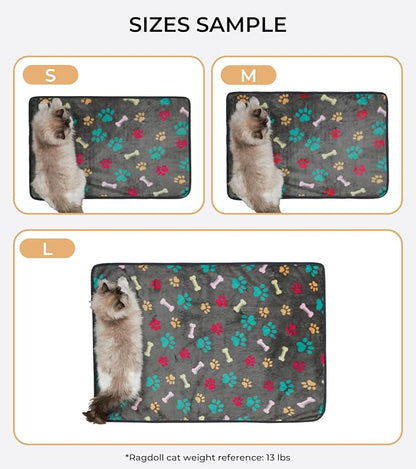 Luciphia 1 Pack 3 Blankets Fluffy Premium Fleece Pet Blanket Flannel Paw Bone - Image 3