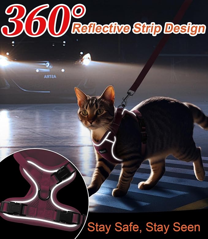 Cat Harness and Leash for Walking Escape Proof Soft Adjustable Cat Leash - Image 6