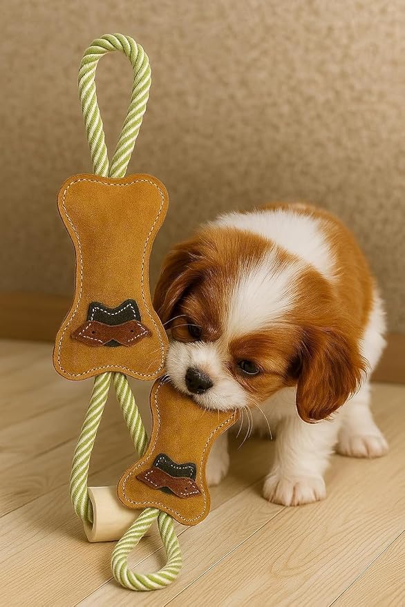 Natural Suede Leather and Rope Chew Toy - Image 6
