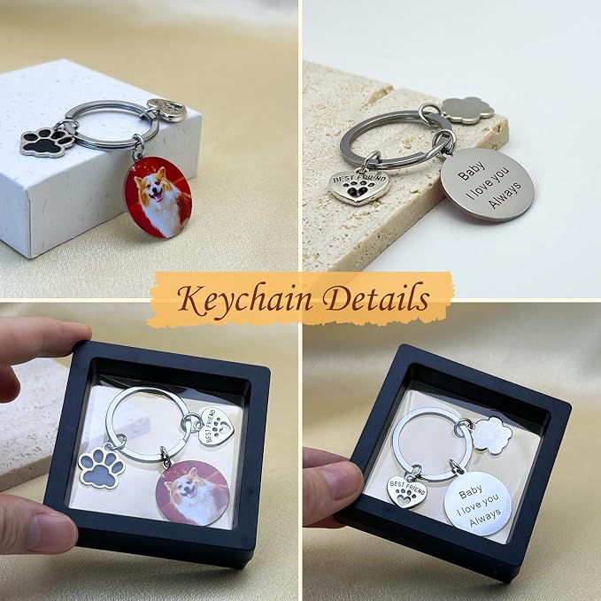 Custom Pet Keychain with Picture Personalized Dog Photo Keychain Pet Lover Gift - Image 9