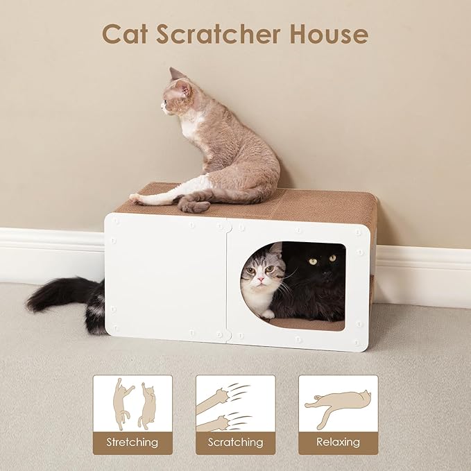 EHEYCIGA Cardboard Cat Scratcher House, 23-Inch Corrugated Cat Scratcher - Image 8