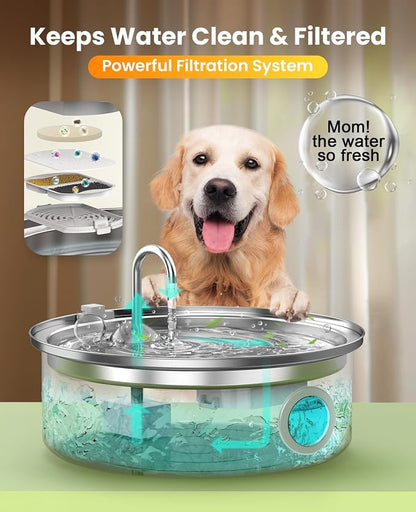 oneisall Dog Water Fountain for Large Dogs, 7L/230oz/1.8G Stainless Steel Dog - Image 4