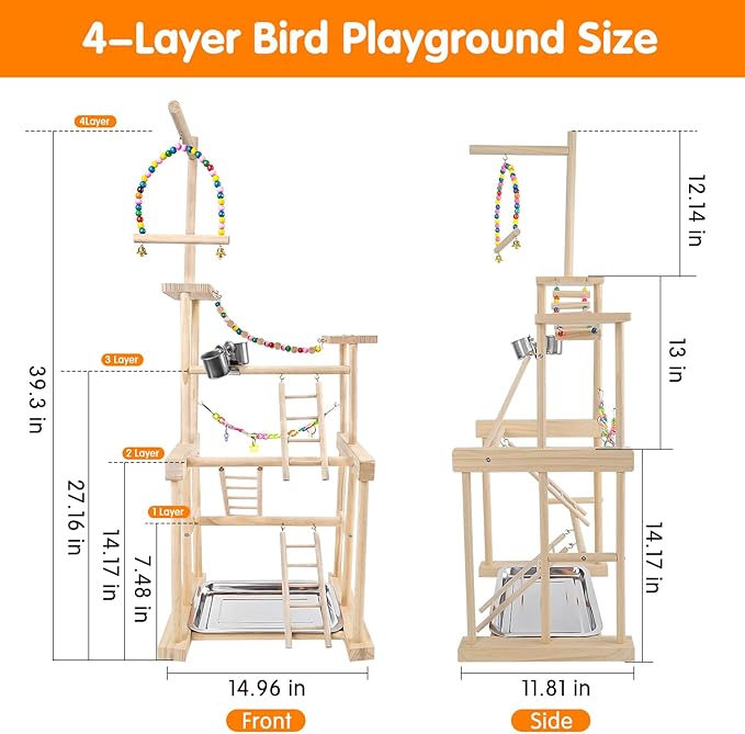 Bird Playground 4 Layer, Parrot Perch Stand Bird Play Stand - Image 2