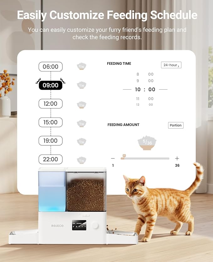 Rojeco 36Cups/8.5L WiFi Automatic Cat Feeder and Gravity Water Dispenser - Image 6