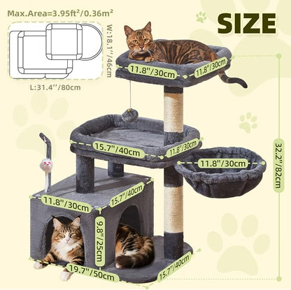 Taoqimiao MS043G Cat Tree, 32.2-Inch Cat Tower - Image 5