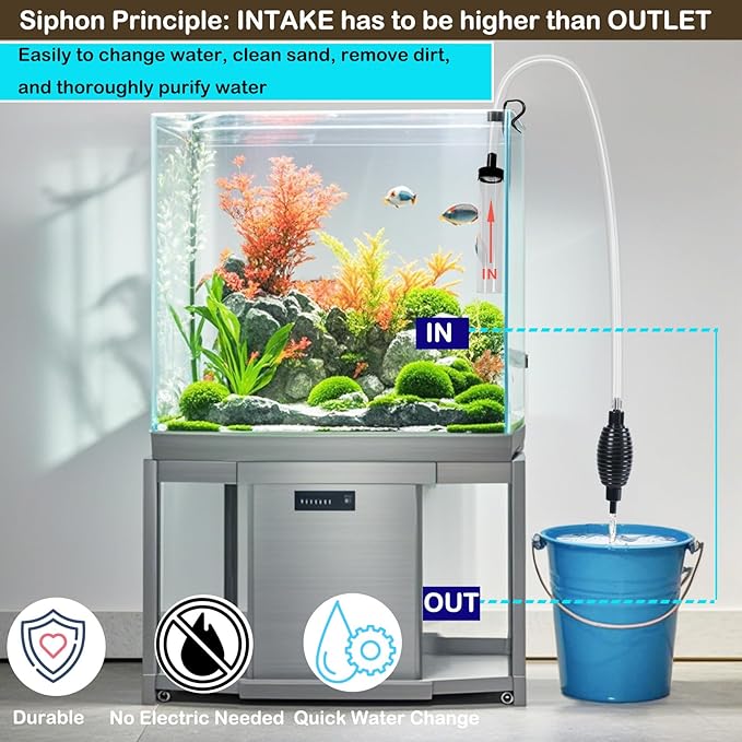 6ft Aquarium Siphon Vacuum Cleaner, Hand Siphon Pump Water Changer - Image 6