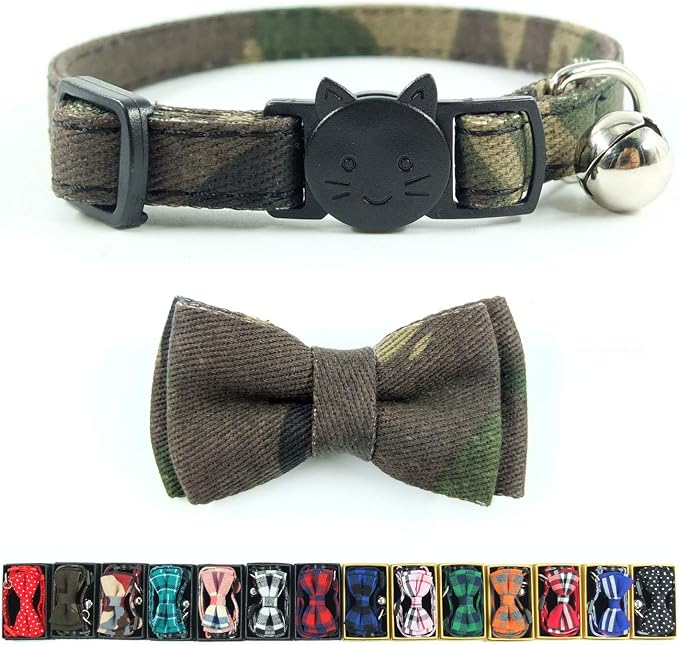 Cat Collar Bowtie with Bell, Quick Release Buckle Safety and Durable Kitties by Ximipet