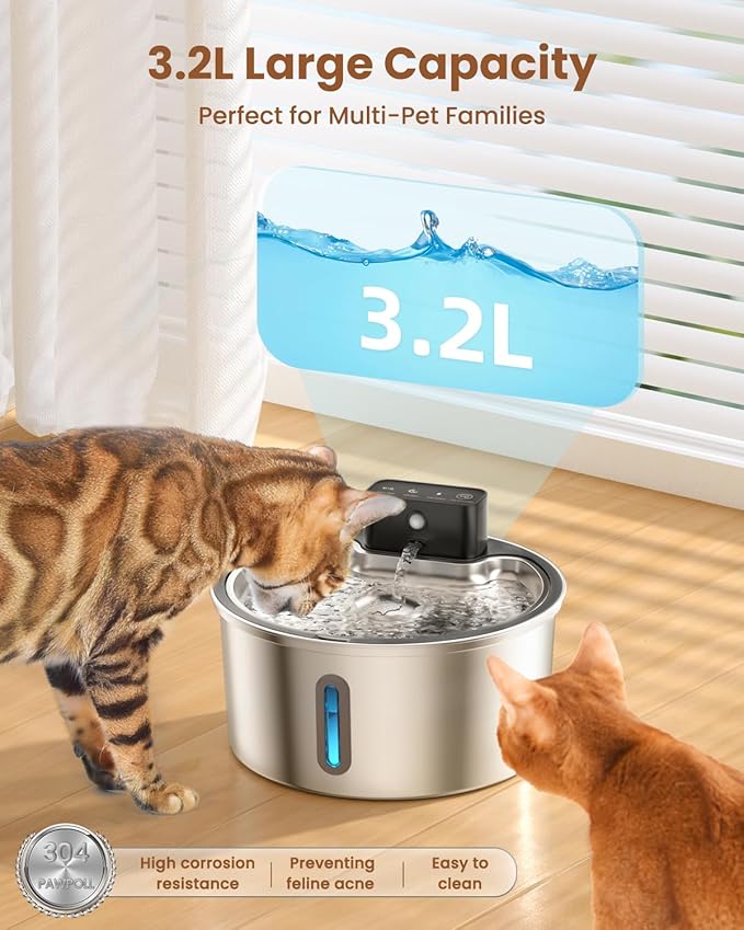 Wireless Cat Water Fountain Stainless Steel - Image 6
