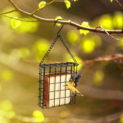 2Pcs Outdoor Suet Cage Bird Feeder, Wild Bird Feeder, Single Suet Cake Capacity - Image 4