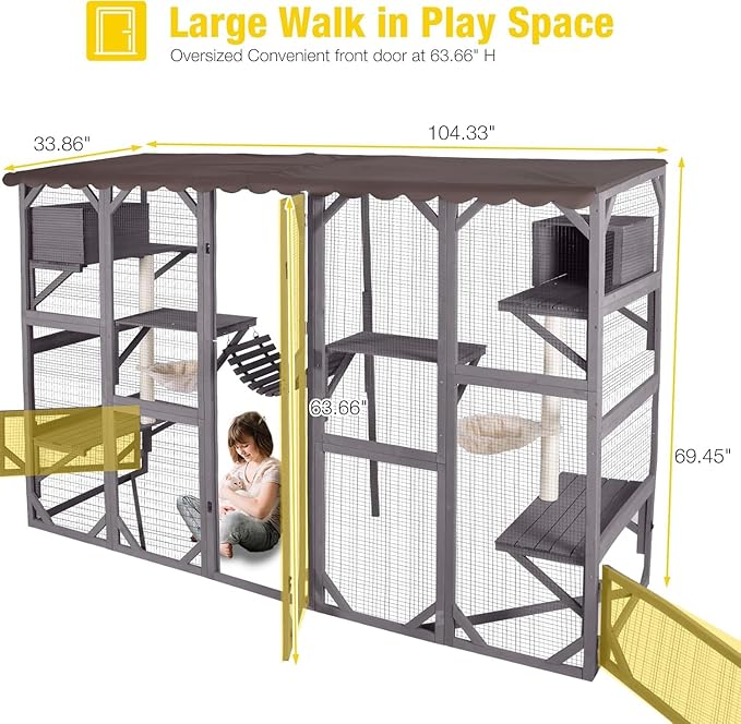 Aivituvin Catio Outdoor Cat Enclosure Window, Wall-Mounted Large Walk-in Cat - Image 6