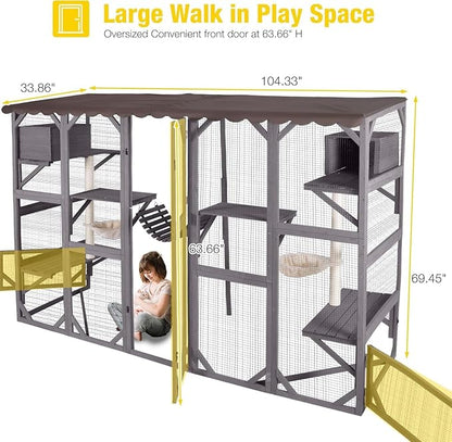 Aivituvin Catio Outdoor Cat Enclosure Window, Wall-Mounted Large Walk-in Cat - Image 6