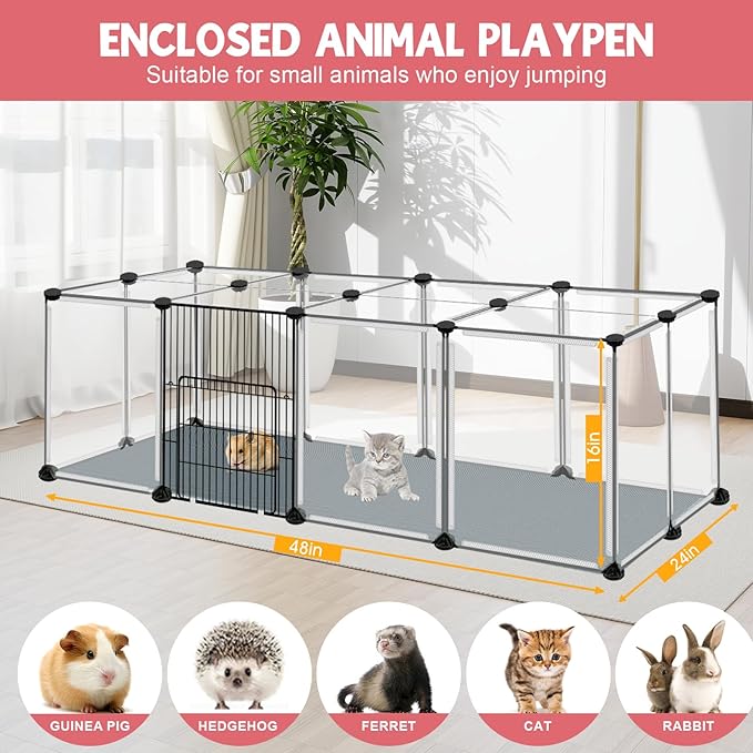 20 Panels Small Animals Playpen, Portable Plastic Enclosure Cage - Image 3