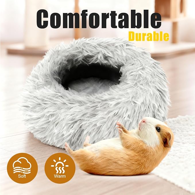 Guinea Pigs Bed Small Animal Bedding Donut-Shaped Burrowing Pet Bed Soft and - Image 3
