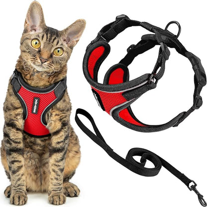 Voyager Escape-Proof Step-in Lock Cat Harness & 5ft Neoprene-Handle Leash Set by BestPetSuppliesLLC