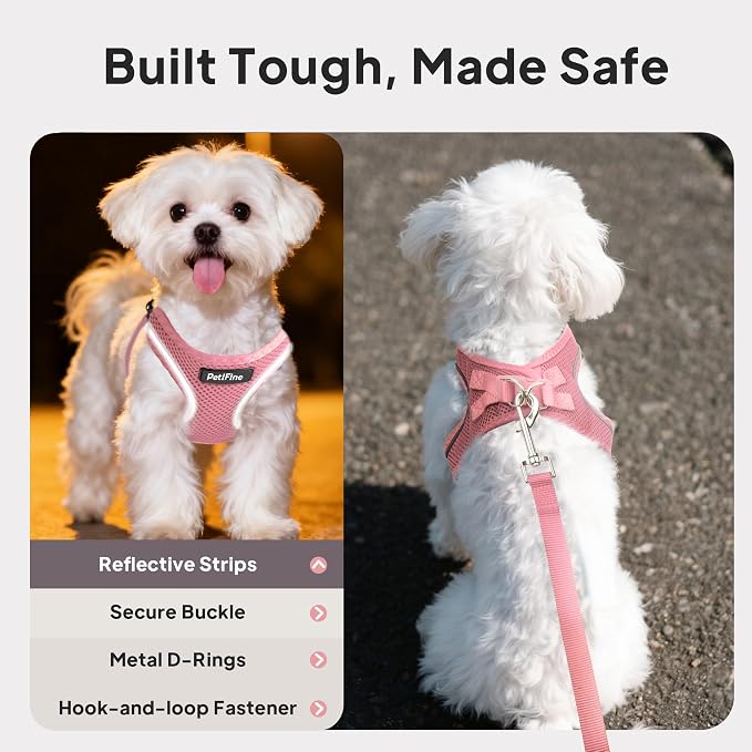 PetiFine Step in Small Dog Harness and Leash Set, Breathable All Weather Air - Image 4