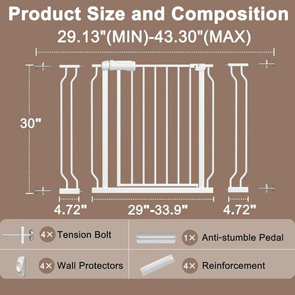WAOWAO Baby Gate 29.13-43.3" Extra Wide Pressure Mounted Walk Through Swing - Image 2