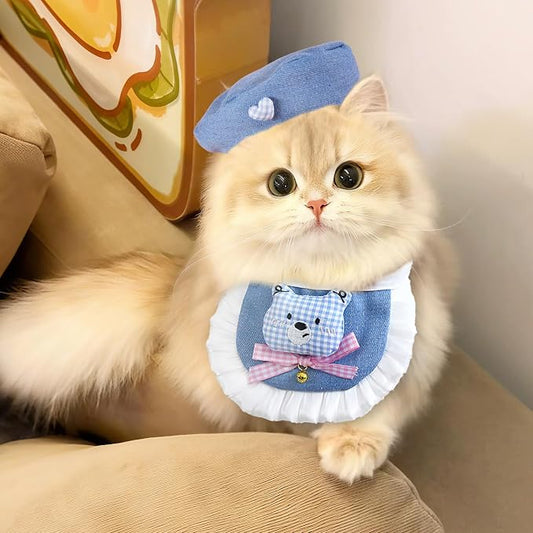 HOWWFALY Adorable Cat Princess Costume Blue Cat Beret - Image 2