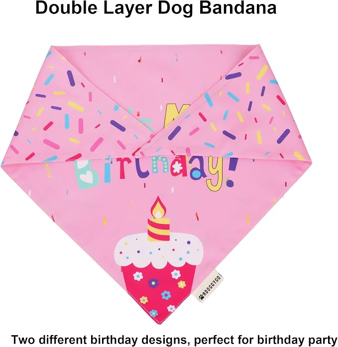 ADOGGYGO Dog Birthday Bandana Scarf and Dog Girl Birthday Party Hat - Image 5