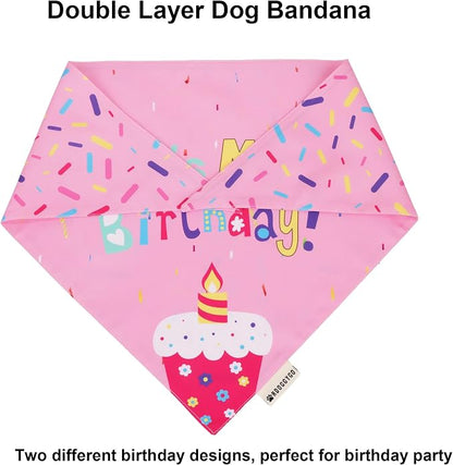 ADOGGYGO Dog Birthday Bandana Scarf and Dog Girl Birthday Party Hat - Image 5