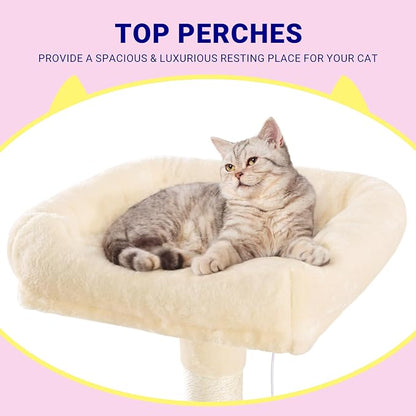 Allewie 73in Fan-Shaped Space-Saving Corner Cat Tower/Multi-Level Tall Cat Tree - Image 4