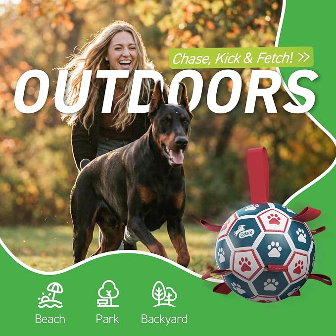 QDAN Dog Toys Soccer Ball with Straps, Durable Giant Dog Balls, Outdoor Dogs - Image 3