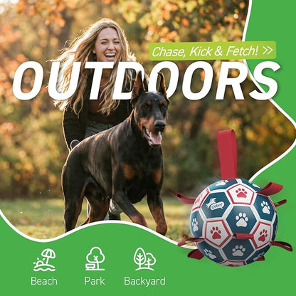 QDAN Dog Toys Soccer Ball with Straps, Durable Giant Dog Balls, Outdoor Dogs - Image 3