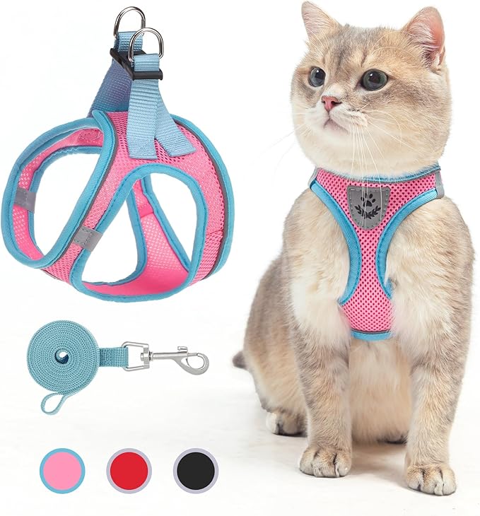 SCENEREAL Cat Harness and Leash Set Escape Proof, Adjustable Soft Air Mesh by SCENEREAL