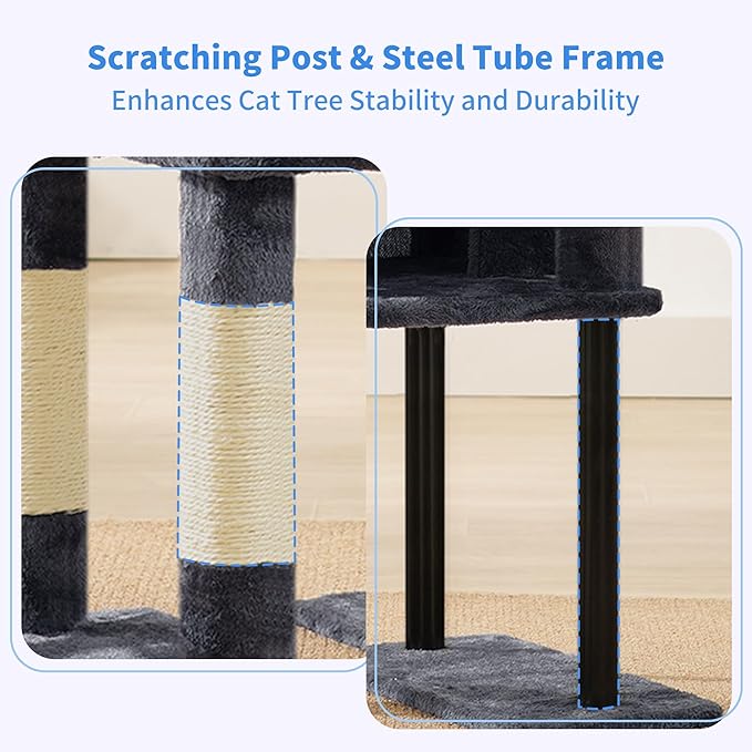 Heybly Cat Tree, 49.2 Inches Cat Tower - Image 9