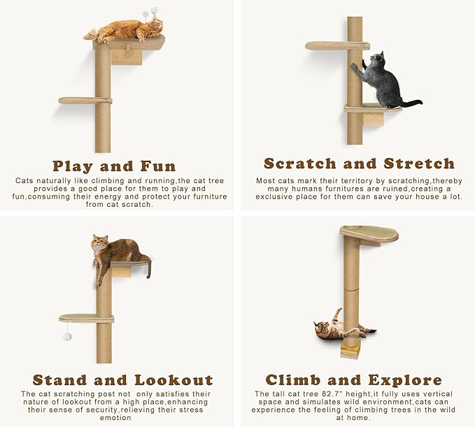 Wild Simulation Cat Tree for Kittens, 5-Level Floor to Ceiling Cat Wall Shelves - Image 8