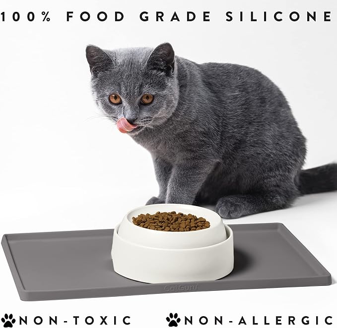 CatGuru Cat Food Mat, Small & Large Feeding Mats, 100% Waterproof Silicone Pet - Image 6