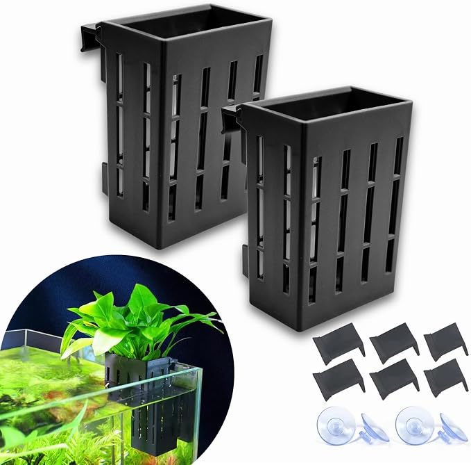 2 PCS Aquarium Plant Holder Top Hanging Fish Tank Plant Pot Aquarium Planter by GLEFLE